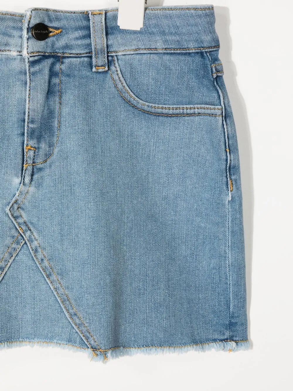  Palm Angels Kids Fringed Denim Mini Skirt - Blue 