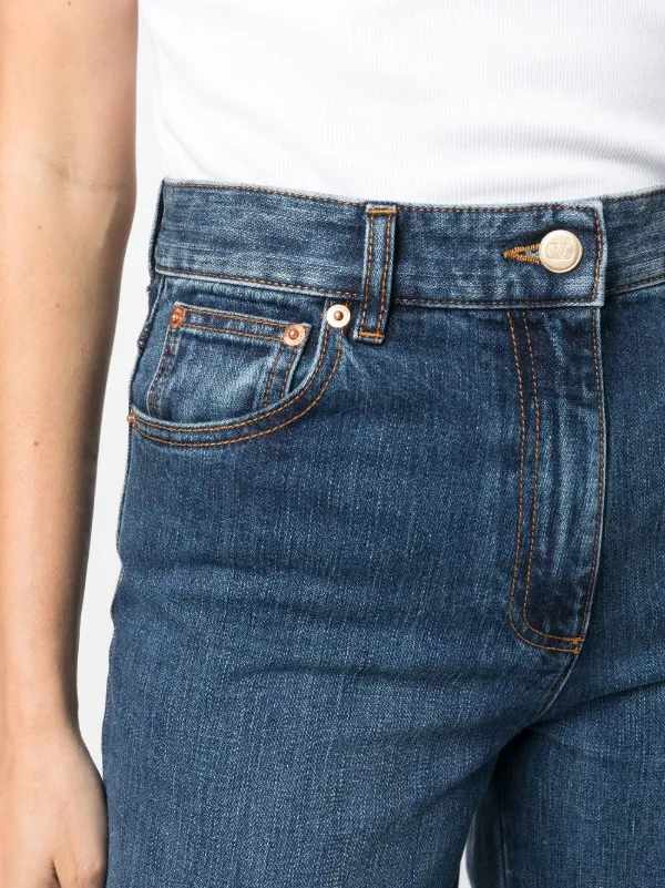 【関税＆送料込み】Valentino Garavani Washed Jeans With Flo Valentino Garavani Embroidered Lightwash Denim Straight-Leg