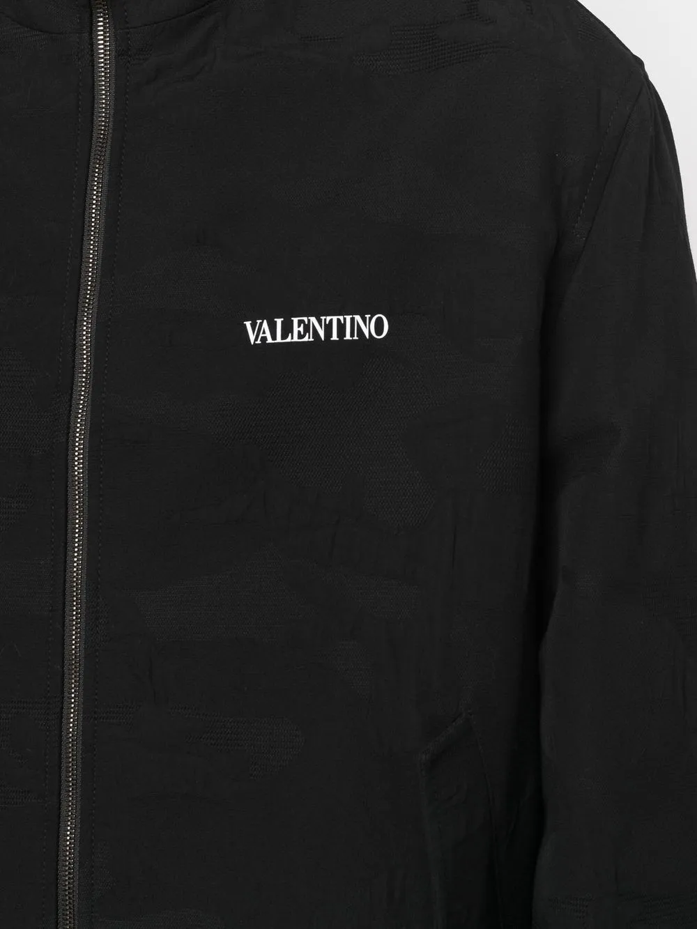 Valentino Tonal Camouflage-print Jacket In Black
