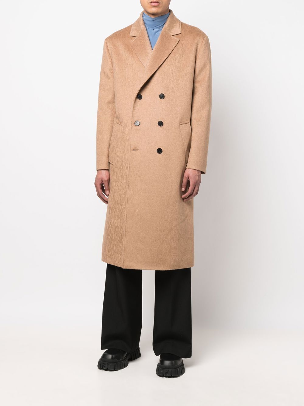 Shop Valentino Notched Lapels Double-breasted Coat In Nude