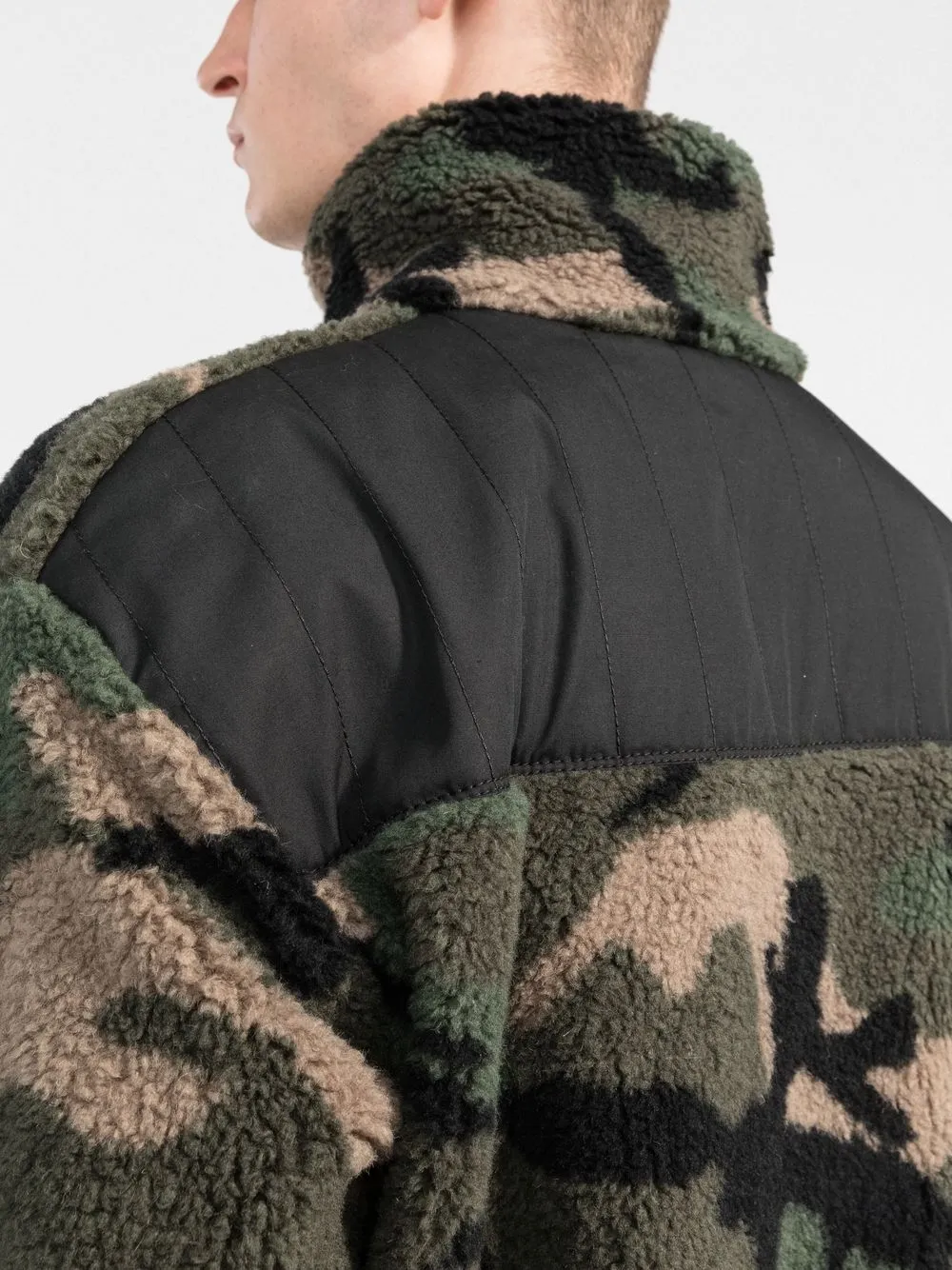 Shop Valentino Camouflage-pattern Fleece Jacket In Grün