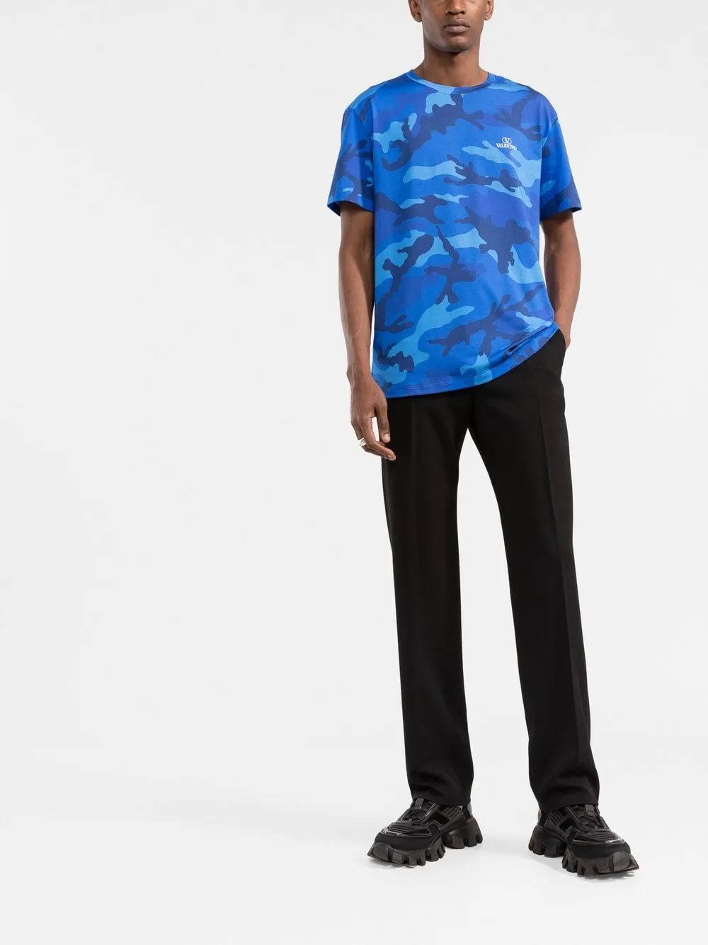 Valentino Garavani T-shirt met camouflageprint - Blauw