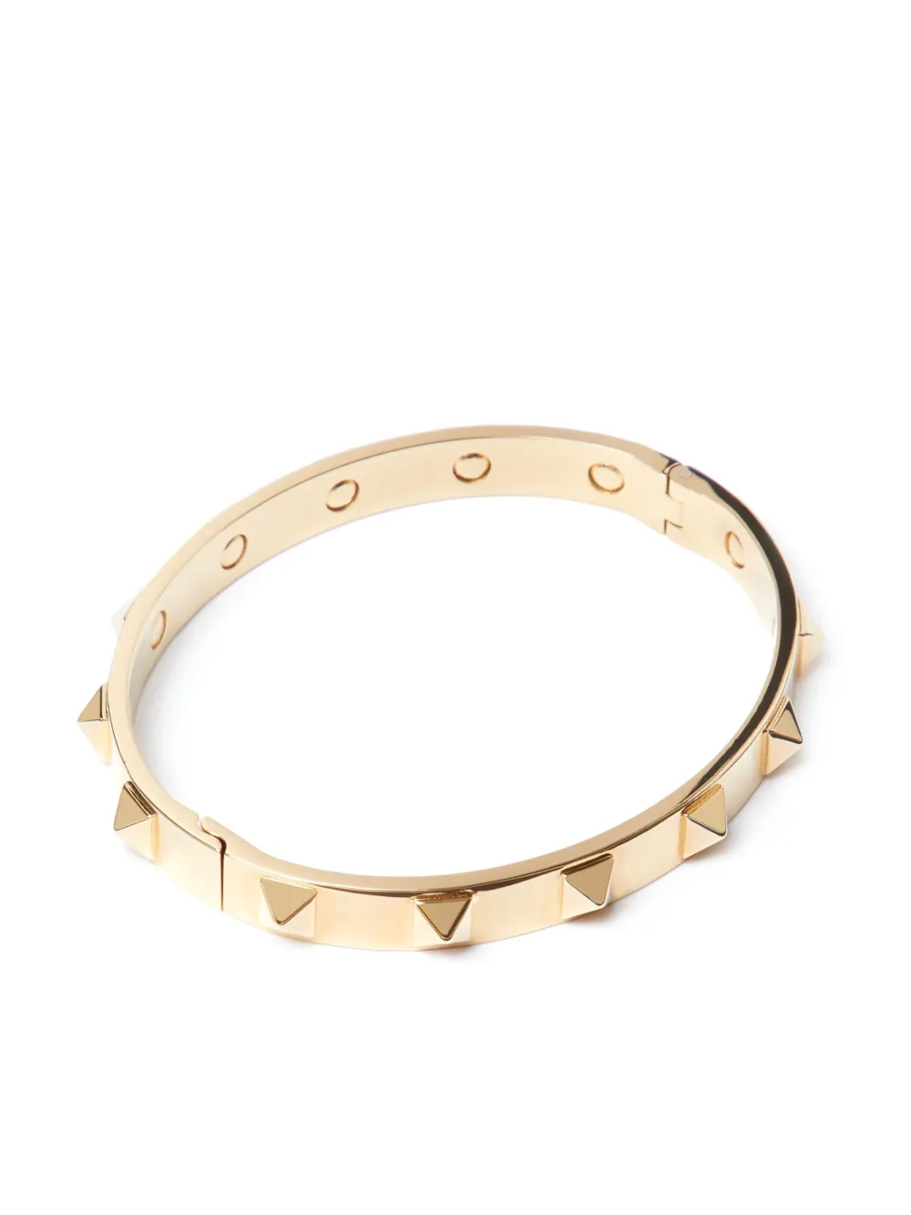 Shop Valentino Rockstud Embellished Bangle In Gold