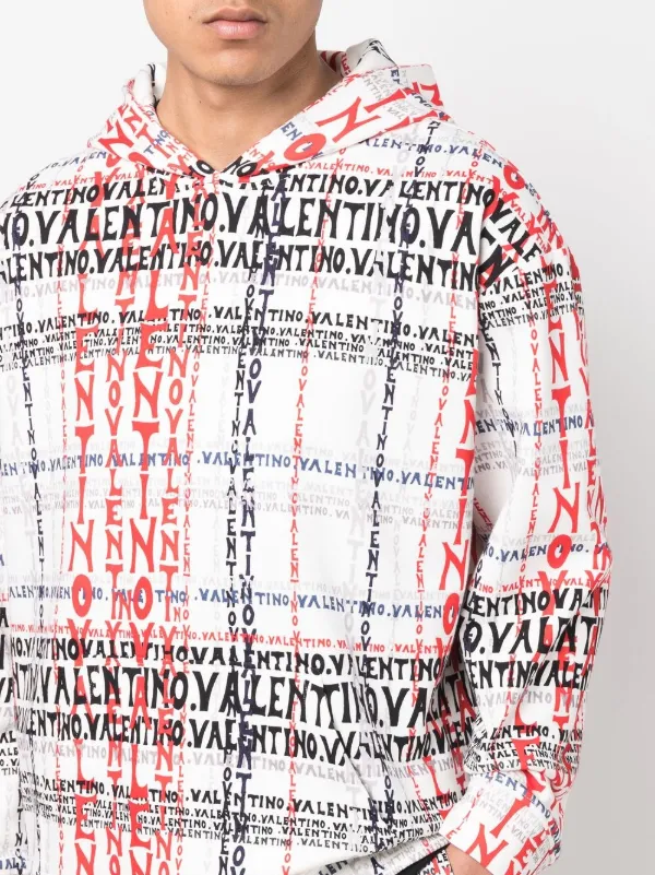 Valentino Garavani logo-print cotton-blend Hoodie | White