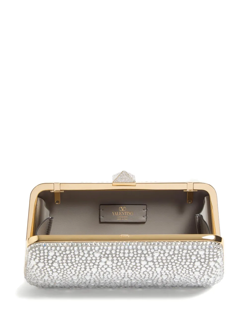  Valentino Garavani Carry Secrets Clutch Mit Strass   Silber 