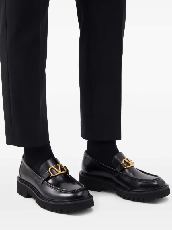 Valentino Garavani VLogo Signature Leather Loafers | Black | FARFETCH