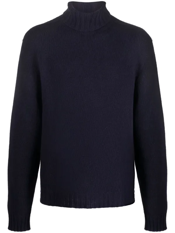 Palm Angels logo-knit roll-neck Jumper Blue FARFETCH IN