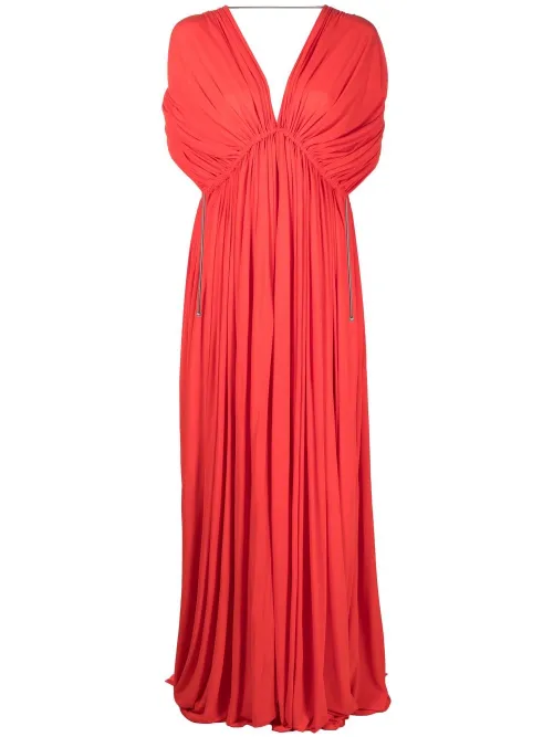 Robe longue plissée à col v - Lanvin - Modalova