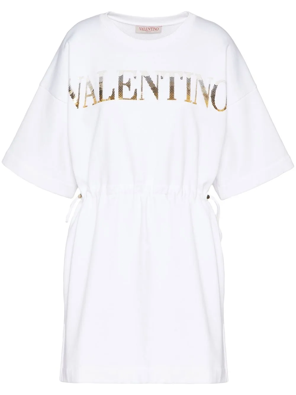 Valentino Garavani T-shirtjurk met logo van pailletten Wit