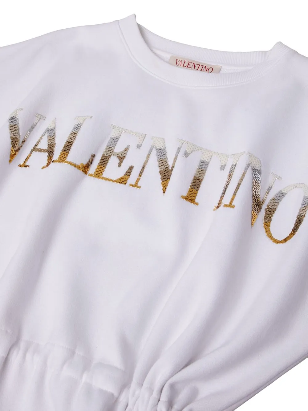 Valentino Garavani T-shirtjurk met logo van pailletten Wit