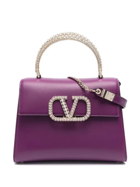 Valentino Garavani VSling crystal-embellished leather tote bag