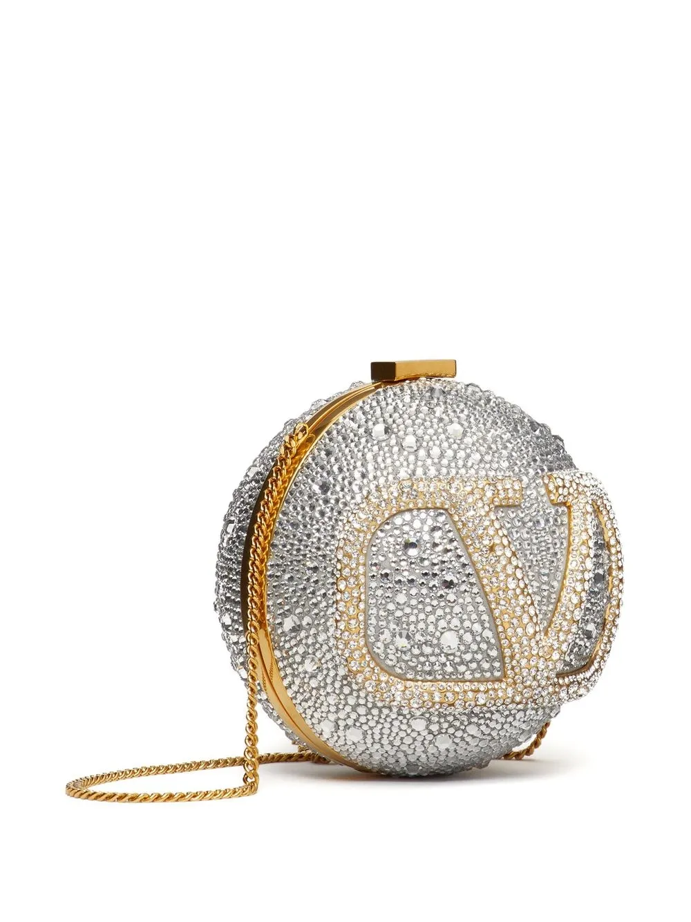 Valentino Circular Crystal-embellished Bag In Silver