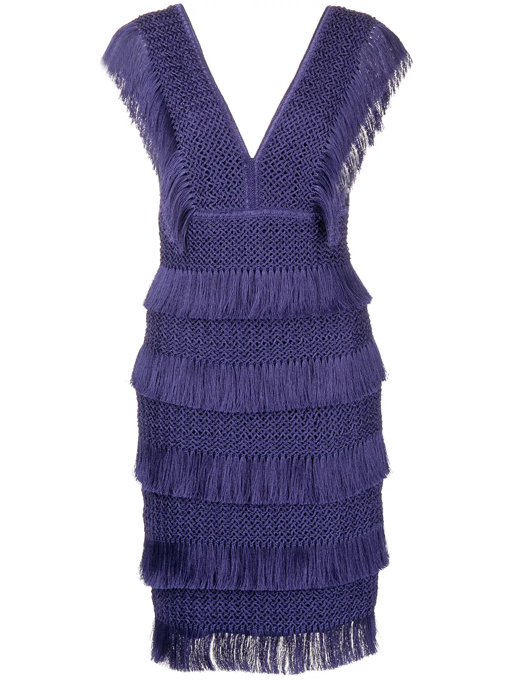 

PatBO V-neck fringe midi dress - Blue