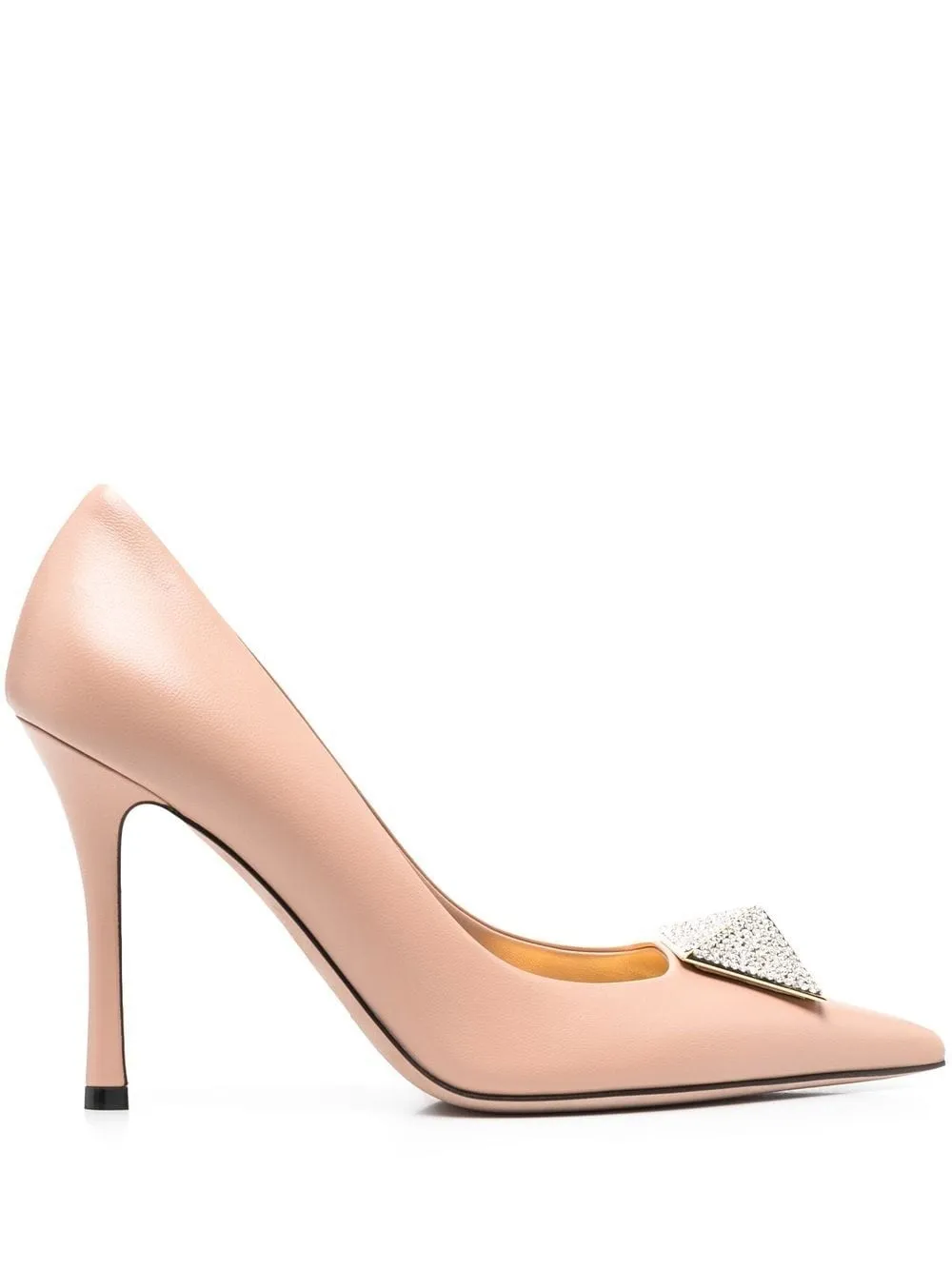 Valentino One Stud 100mm Crystal-embellished Pumps In Pink