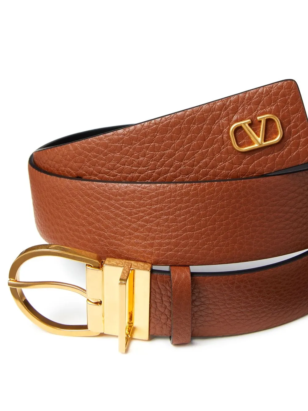 Shop Valentino Vlogo Leather Belt In Brown