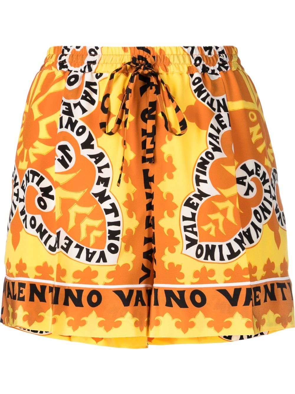 Image 1 of Valentino logo-print silk shorts