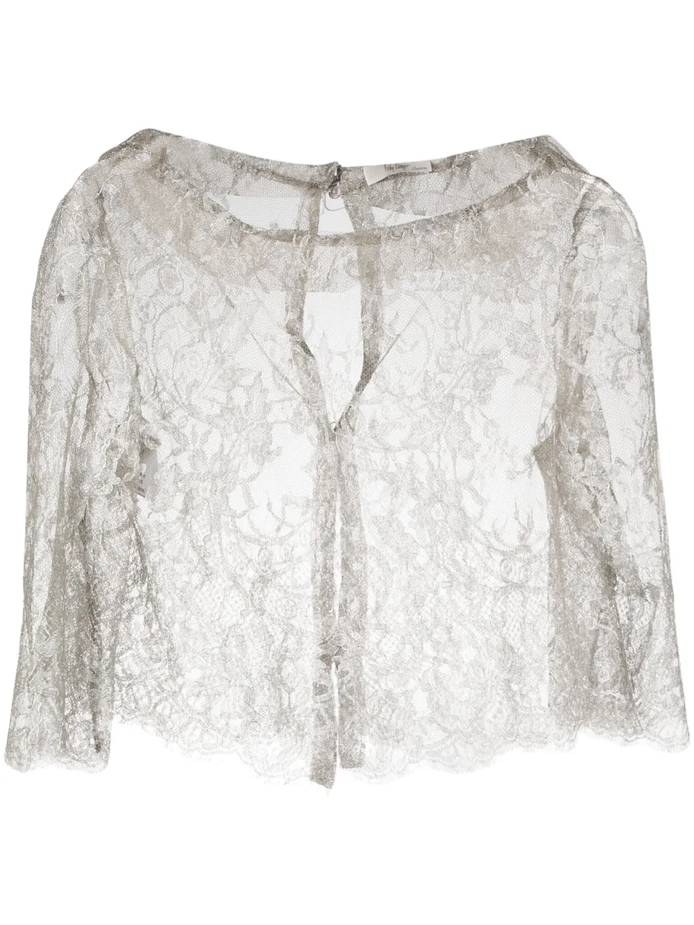 

Fely Campo blusa con encaje floral - Gris