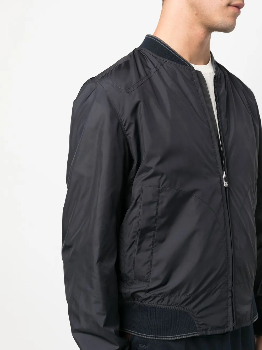 Corneliani Zip-up Bomber Jacket In Blue