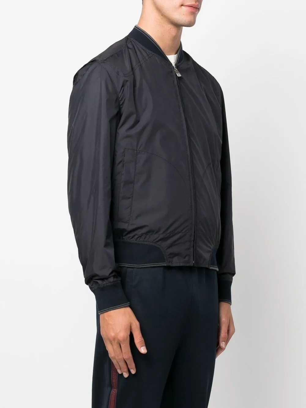 Corneliani Zip-up Bomber Jacket In Blue