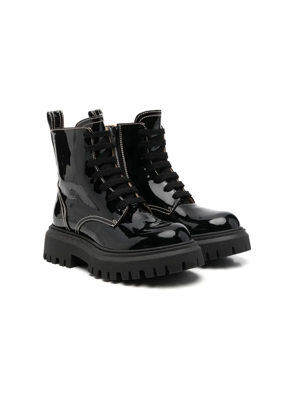 N°21 Teen Lace-up Combat Boots In Black