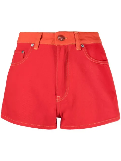 GANNI contrasting waistband denim shorts Women