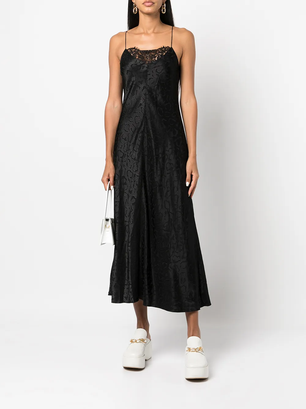 Rosetta Getty Onderjurk met jacquard - Zwart