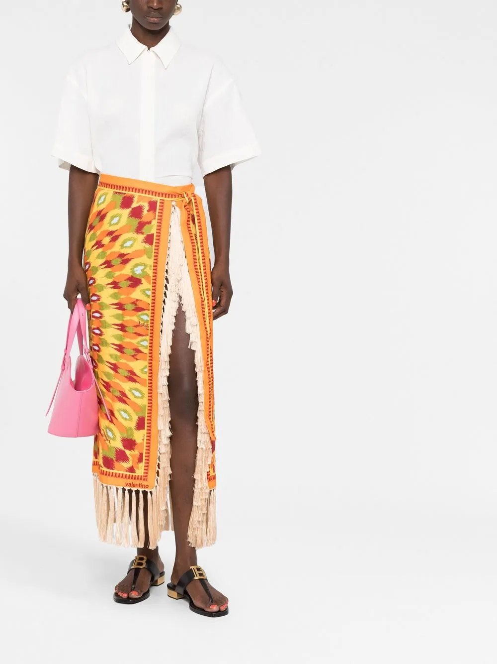 Valentino Garavani Round Rain print linen wrap skirt | High-Waisted Skirts | Image 2