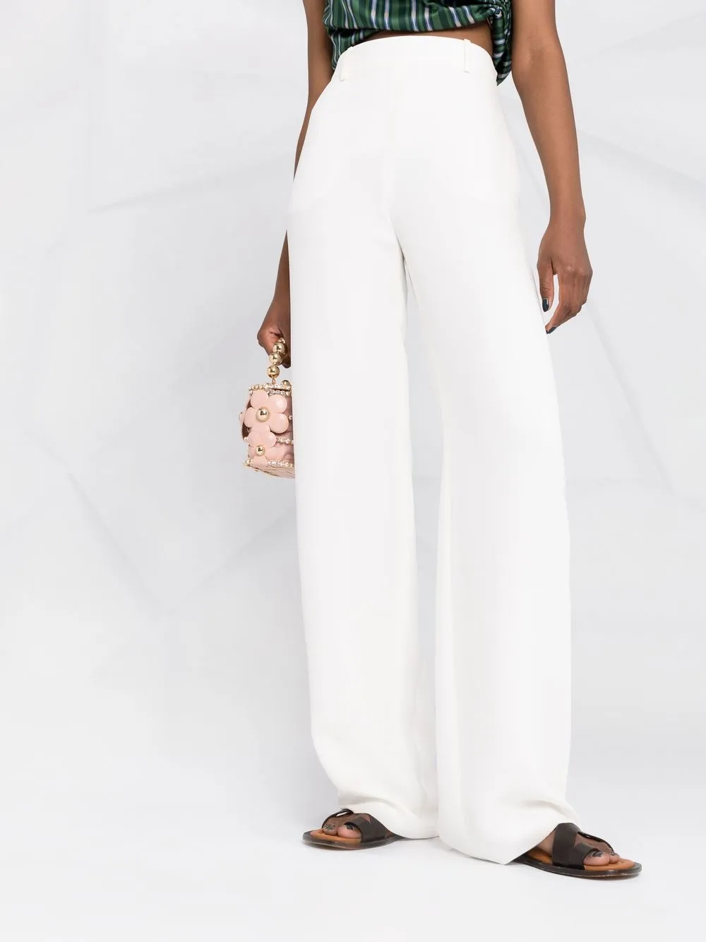 Shop Valentino Cady Couture Trousers In 白色