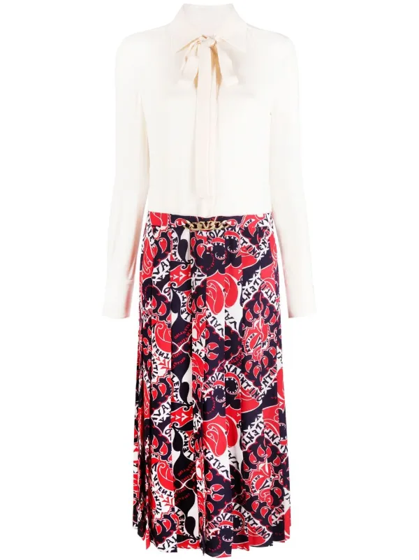 Valentino Garavani ヴァレンティノ ロゴ シルクドレス | ホワイト