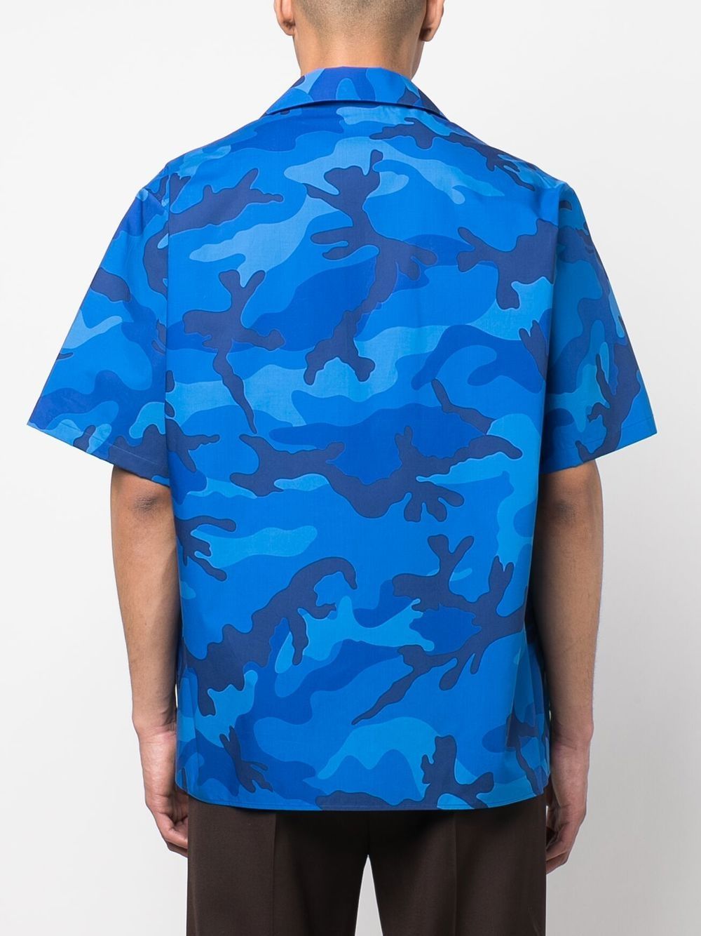 Shop Valentino Camouflage-print Short-sleeved Shirt In Blue
