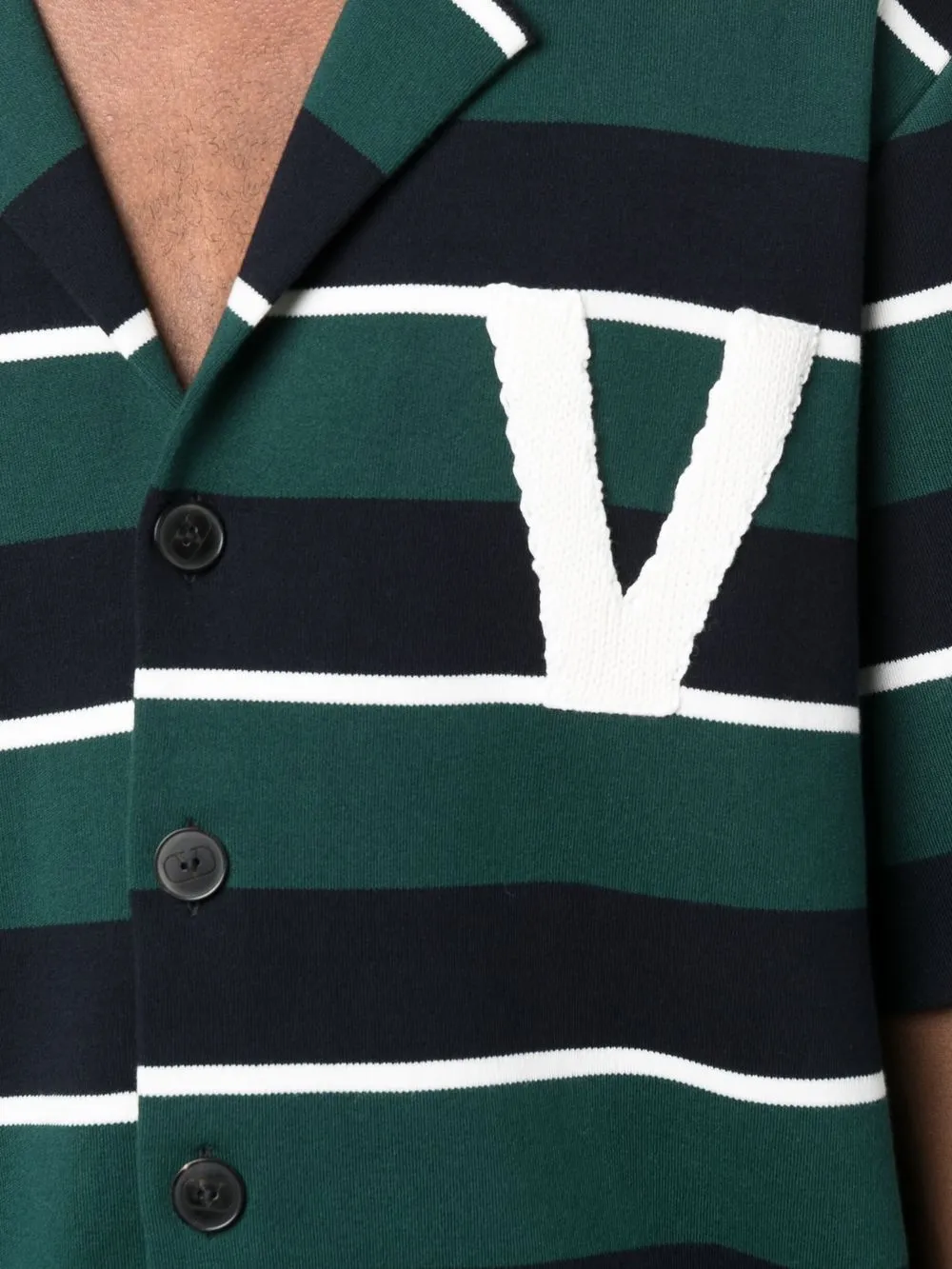 Valentino Striped Button-up Sweatshirt In Blue