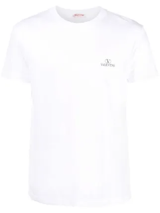 VALENTINO GARAVANI*Vロゴ Tシャツ Valentino Garavani Men's White V Logo Short Sleeve Crew Neck