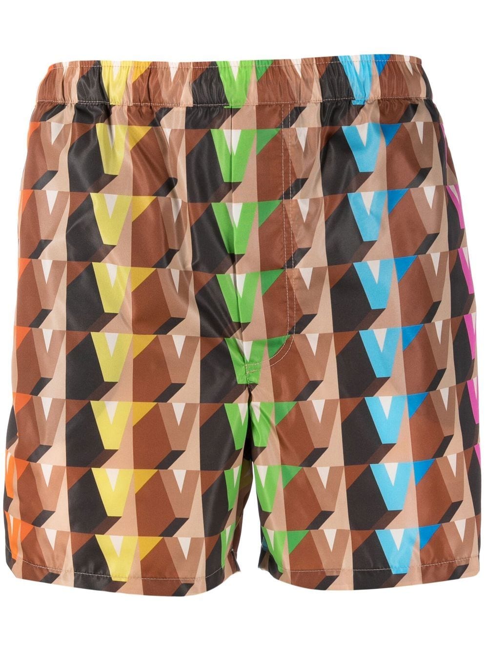 Shop Valentino Logo Print Swim Shorts In Braun