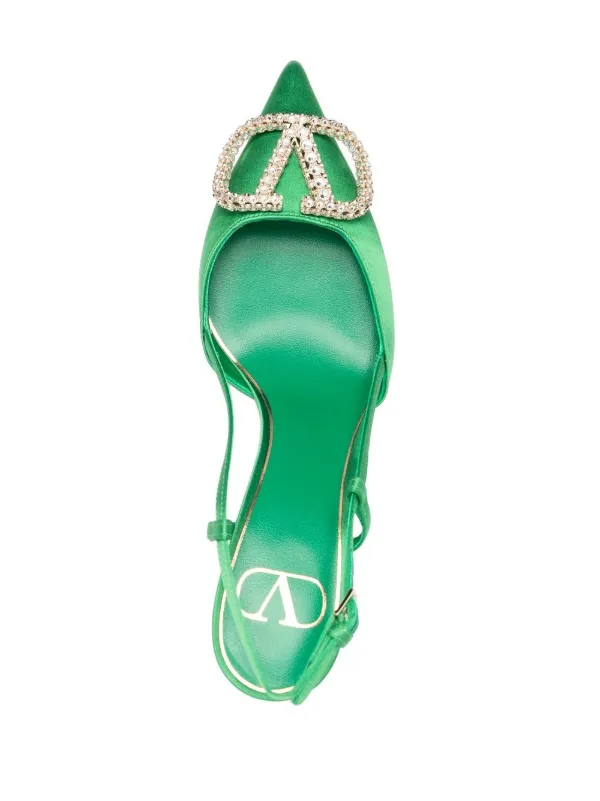 Valentino Garavani 80mm VLogo Signature Slingback Pumps Green