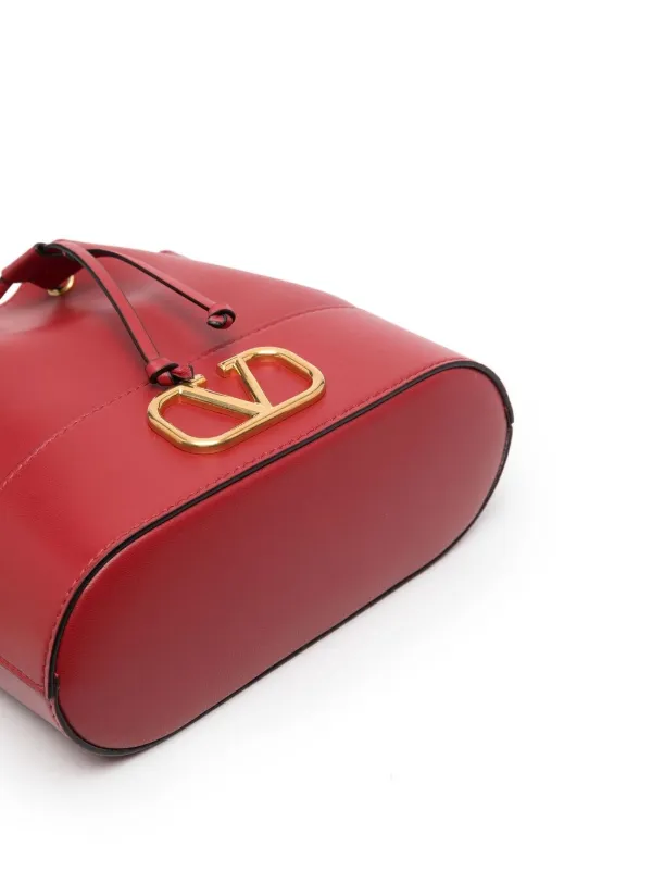 Valentino Garavani VLogo Leather Bucket Bag | Red | FARFETCH