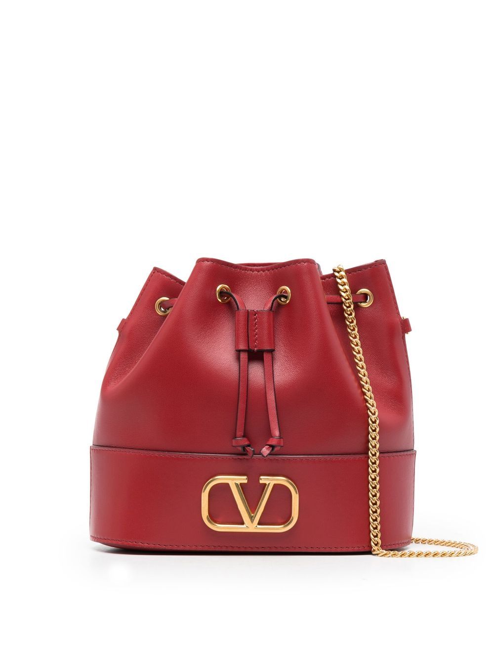 VLogo leather bucket bag