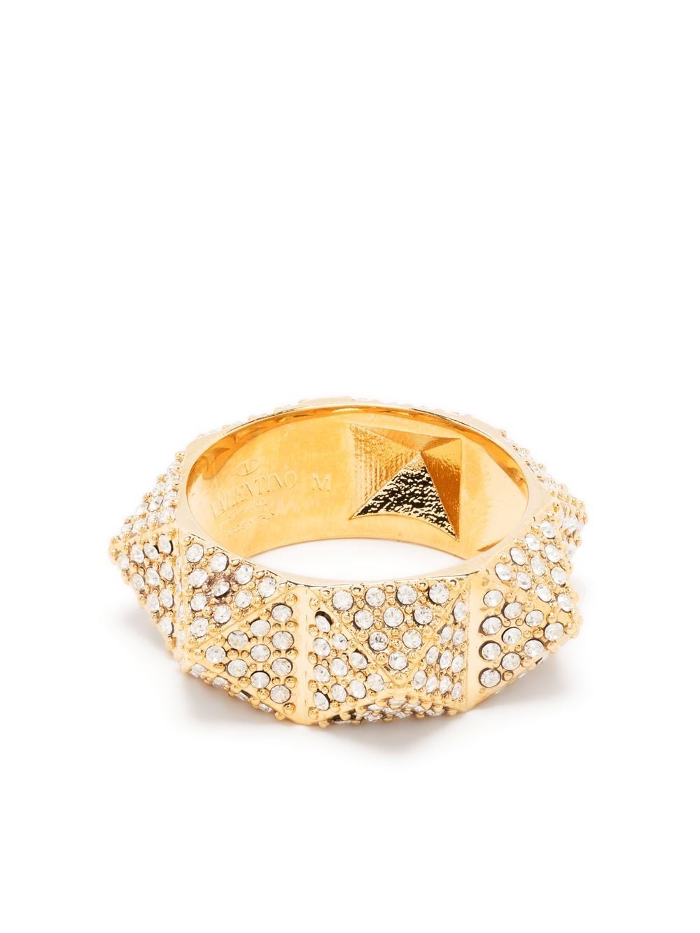 Image 1 of Valentino Garavani crystal-embellished Rockstud ring
