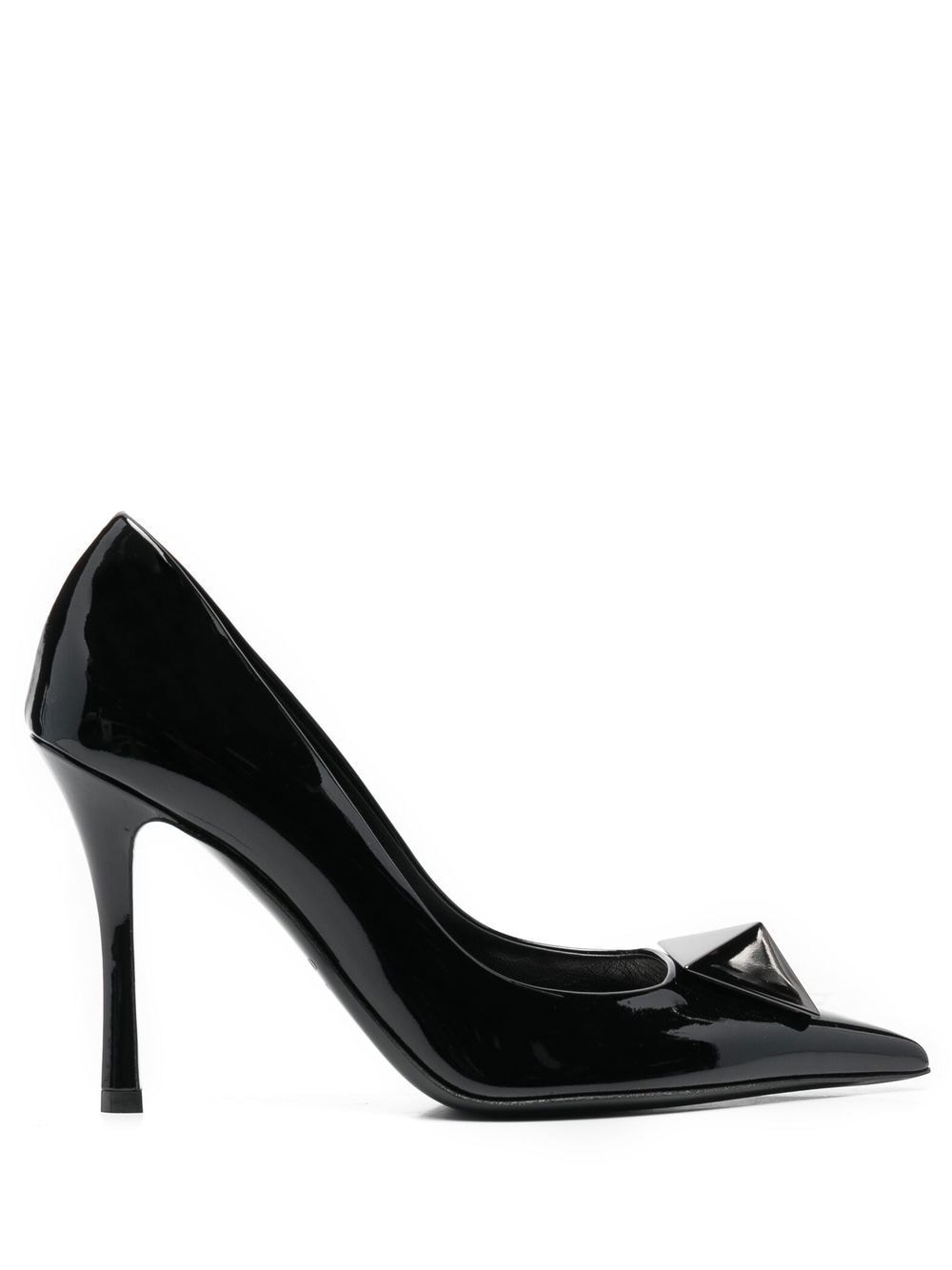 Shop Valentino One Stud 100mm Patent-leather Pumps In Black