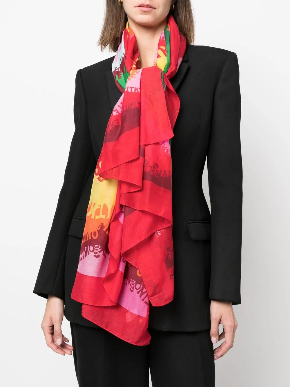 Valentino Garavani Sjaal met logoprint - Rood