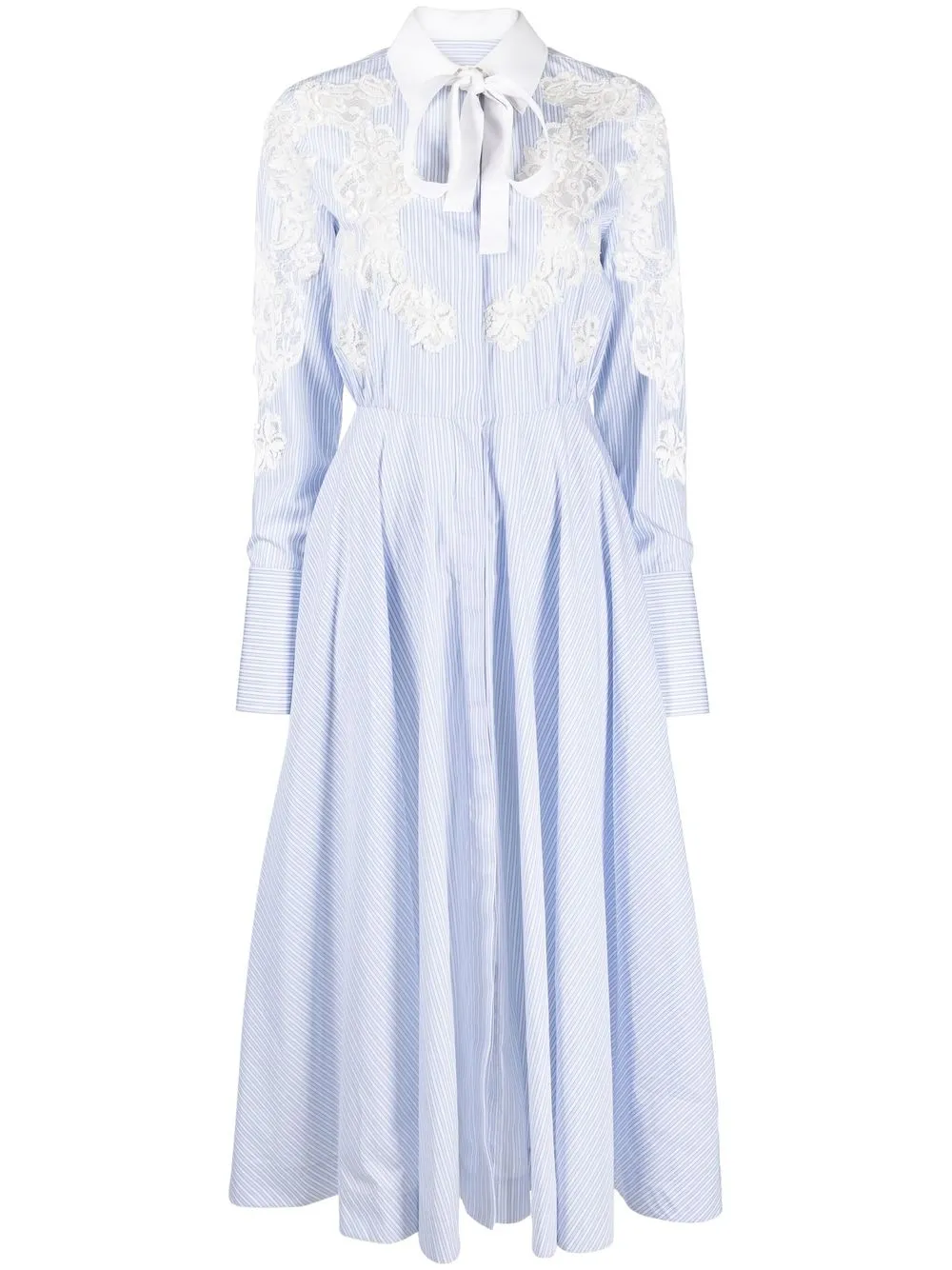 

Valentino lace-panel striped shirt dress - Blue