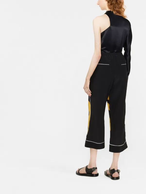 VALENTINO フラワーエンブロイダリー シルク パジャマパンツ 黒