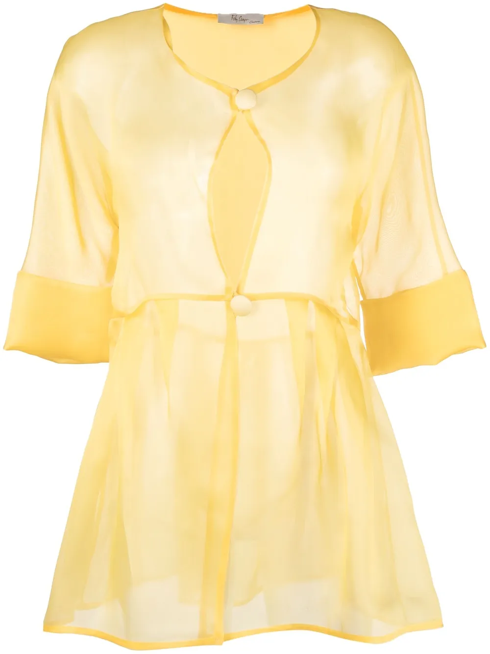 Fely Campo Sheer Peplum Jacket In Yellow