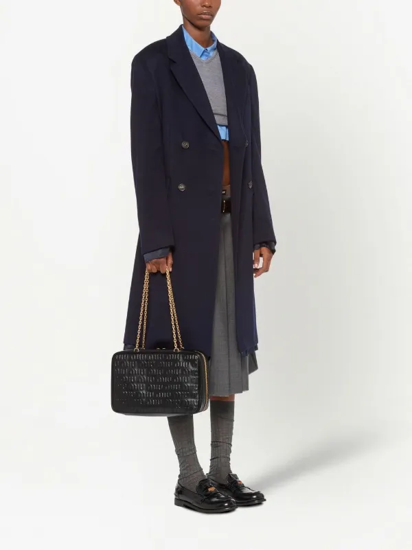 Miu Miu Embossed Logo Leather top-handle Bag | Black | FARFETCH