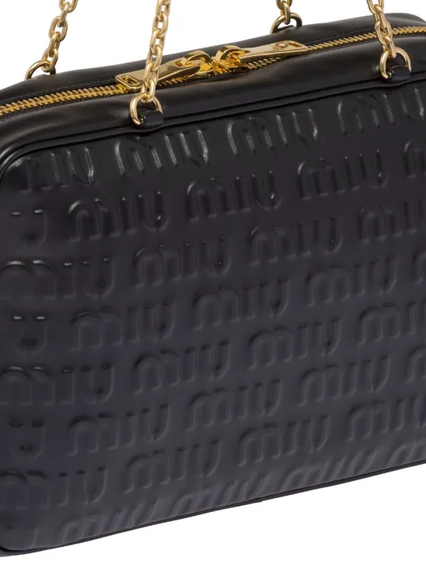 【Miu Miu 】Logo Embossed Top Handle Bag トートバッグ Miu Miu logo-embossed Tote Bag | Black | FARFETCH