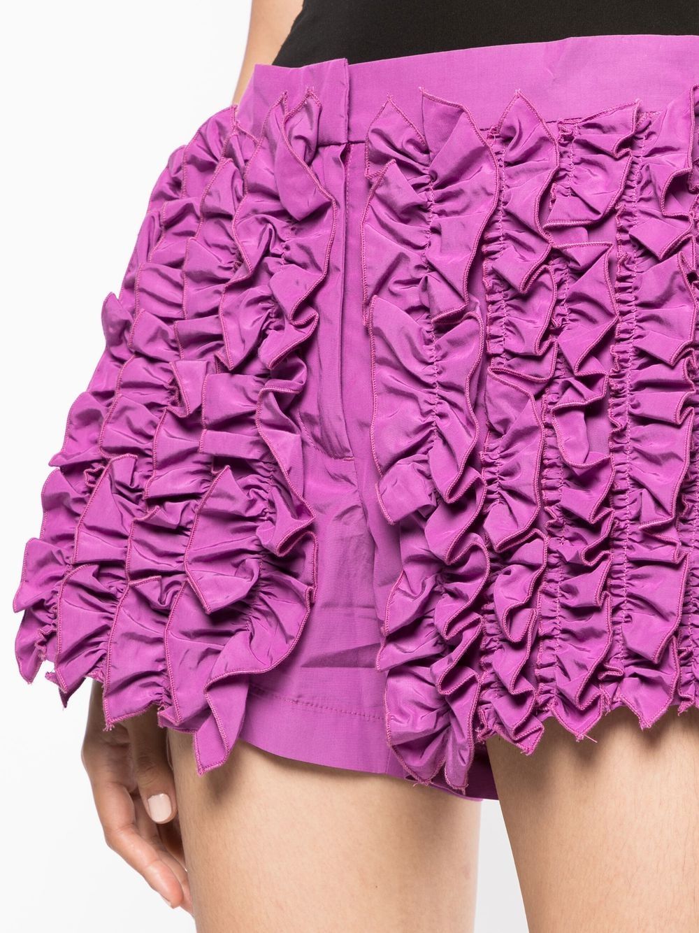 Shop Msgm Ruffled Mini Shorts In Violett