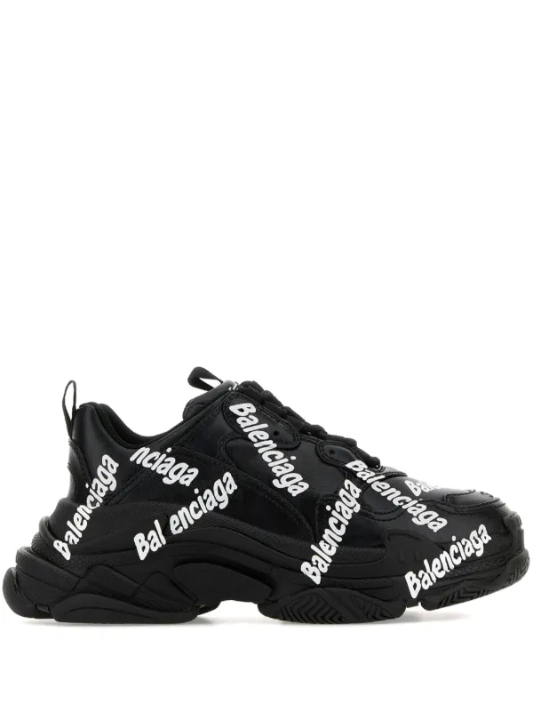 Balenciaga Triple S Logo Sneakers Black FARFETCH AE