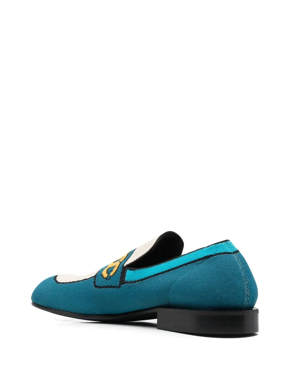 Marni Printed Knit Chain Moccasin Loafers In Blue