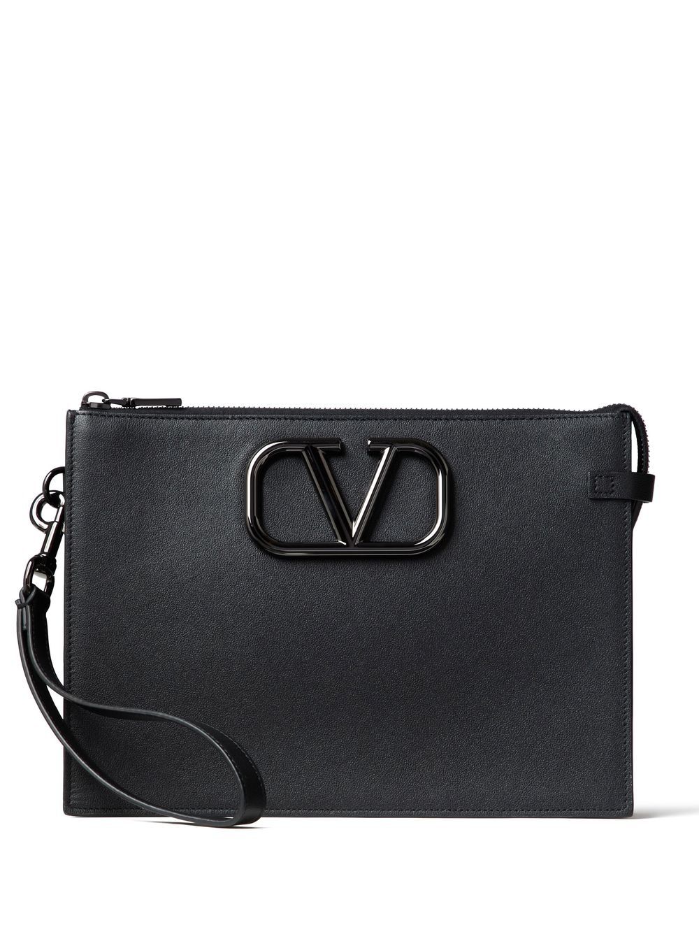 Valentino Garavani Logo-plaque Clutch Bag In Black