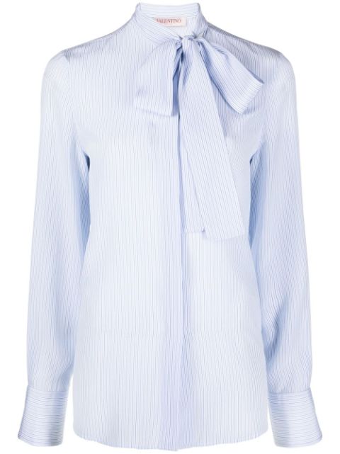 Valentino pinstripe pussy-bow silk blouse