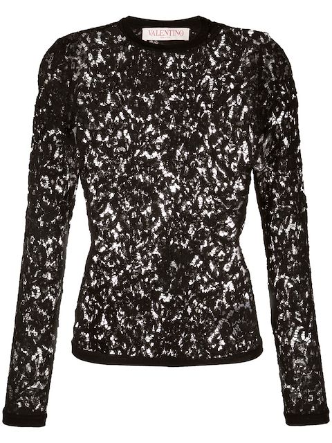 Valentino round-neck lace top